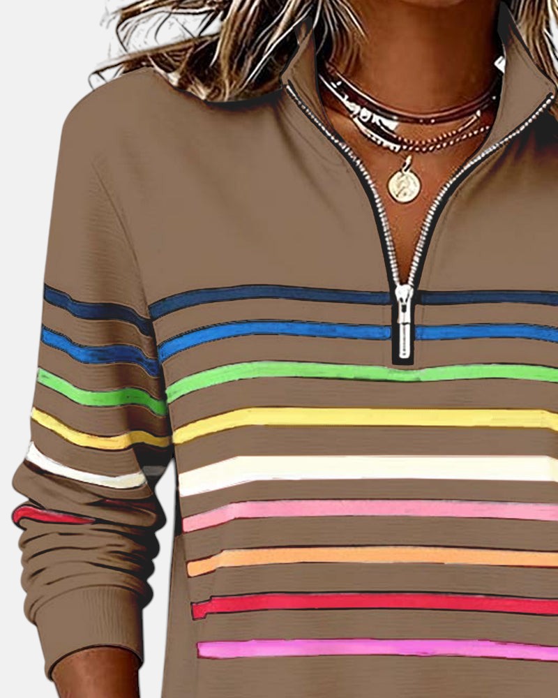 WREN | Zip sweatshirt with rainbow stripes