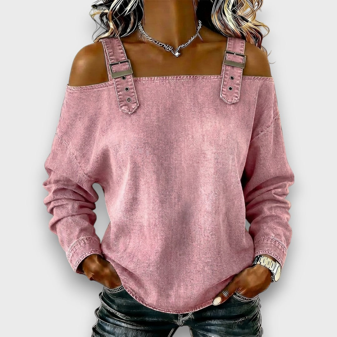 ELAMA | Off-shoulder top with denim look