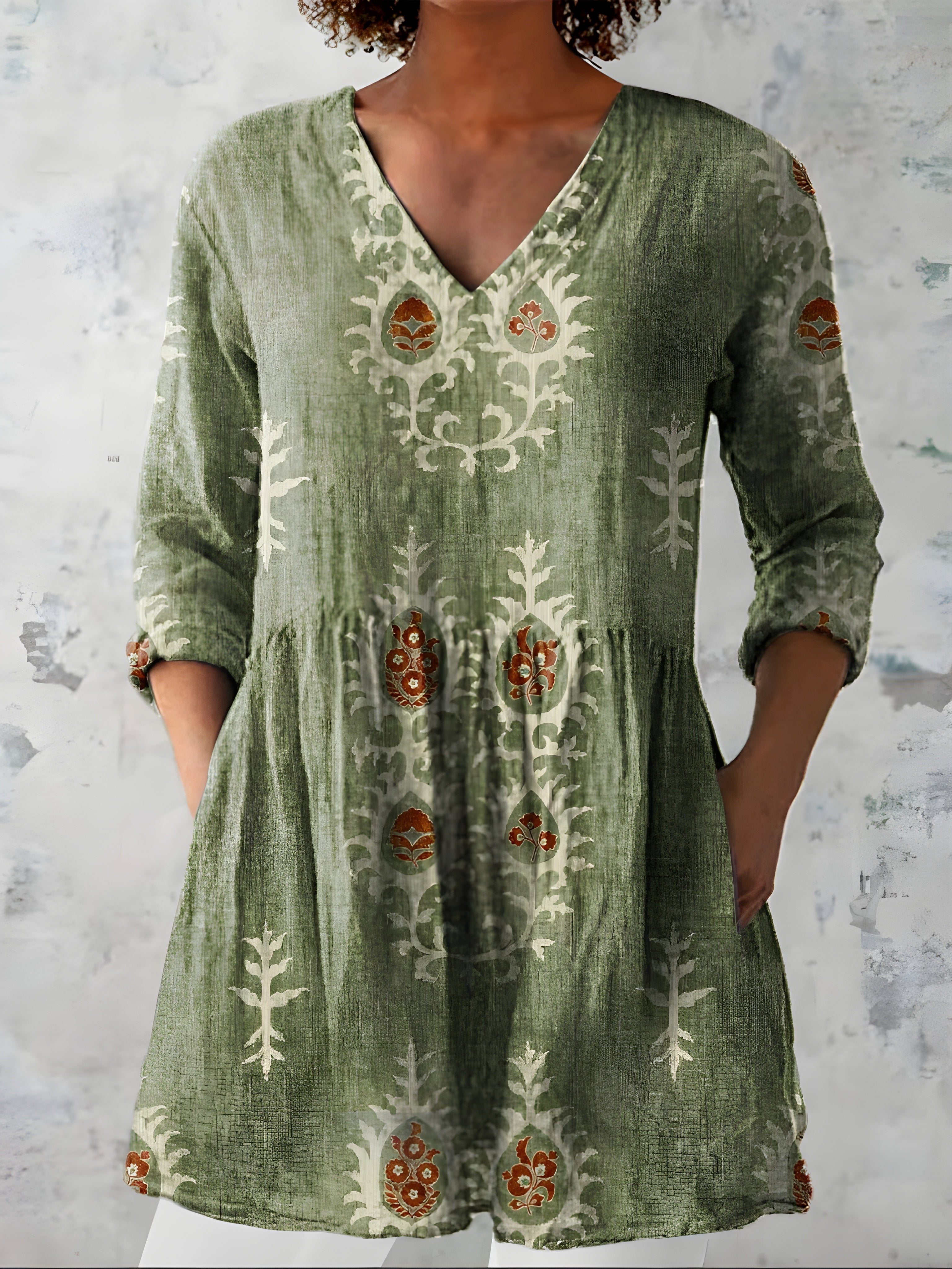 EVERLY | Long blouse with V-neck