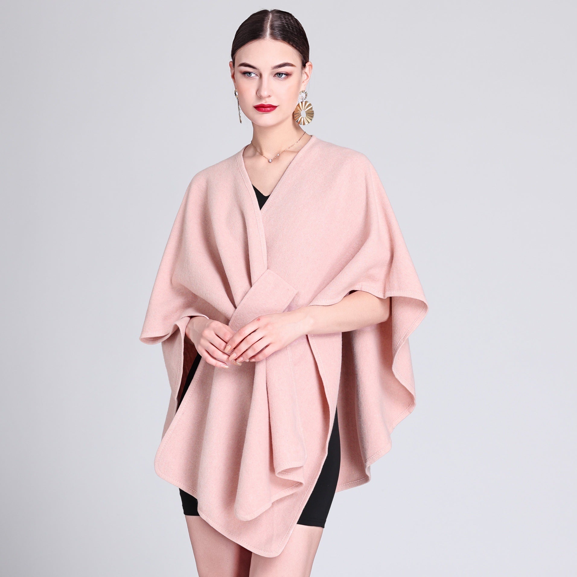 MARINA | Caped fleece shawl with open front