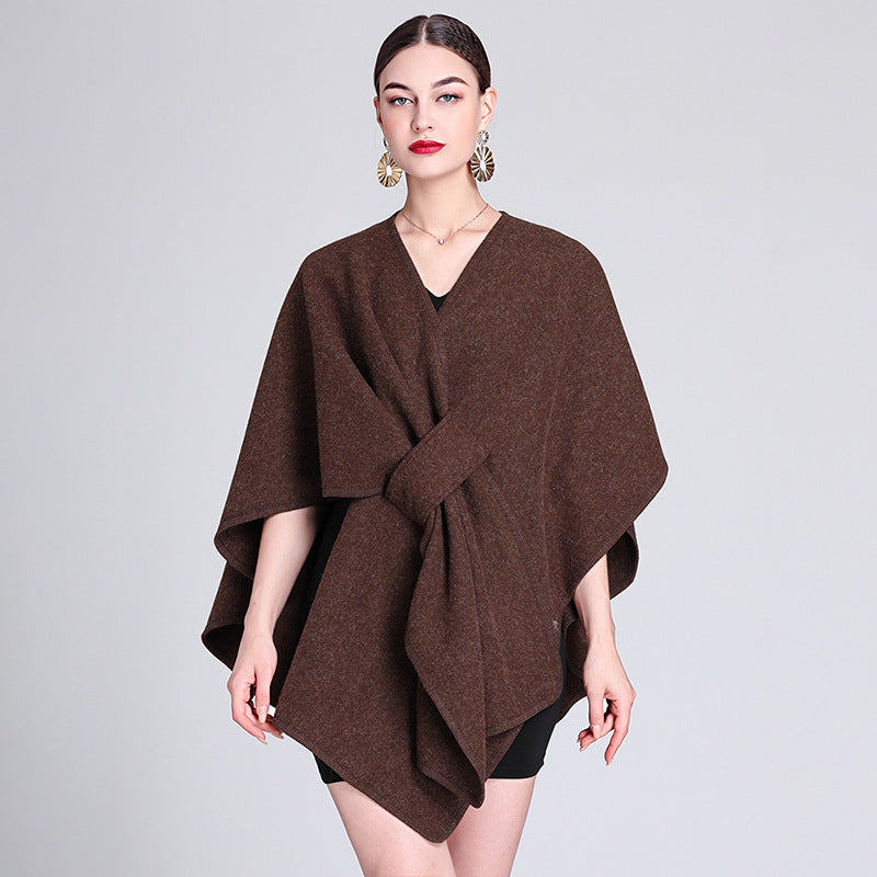 MARINA | Caped fleece shawl with open front