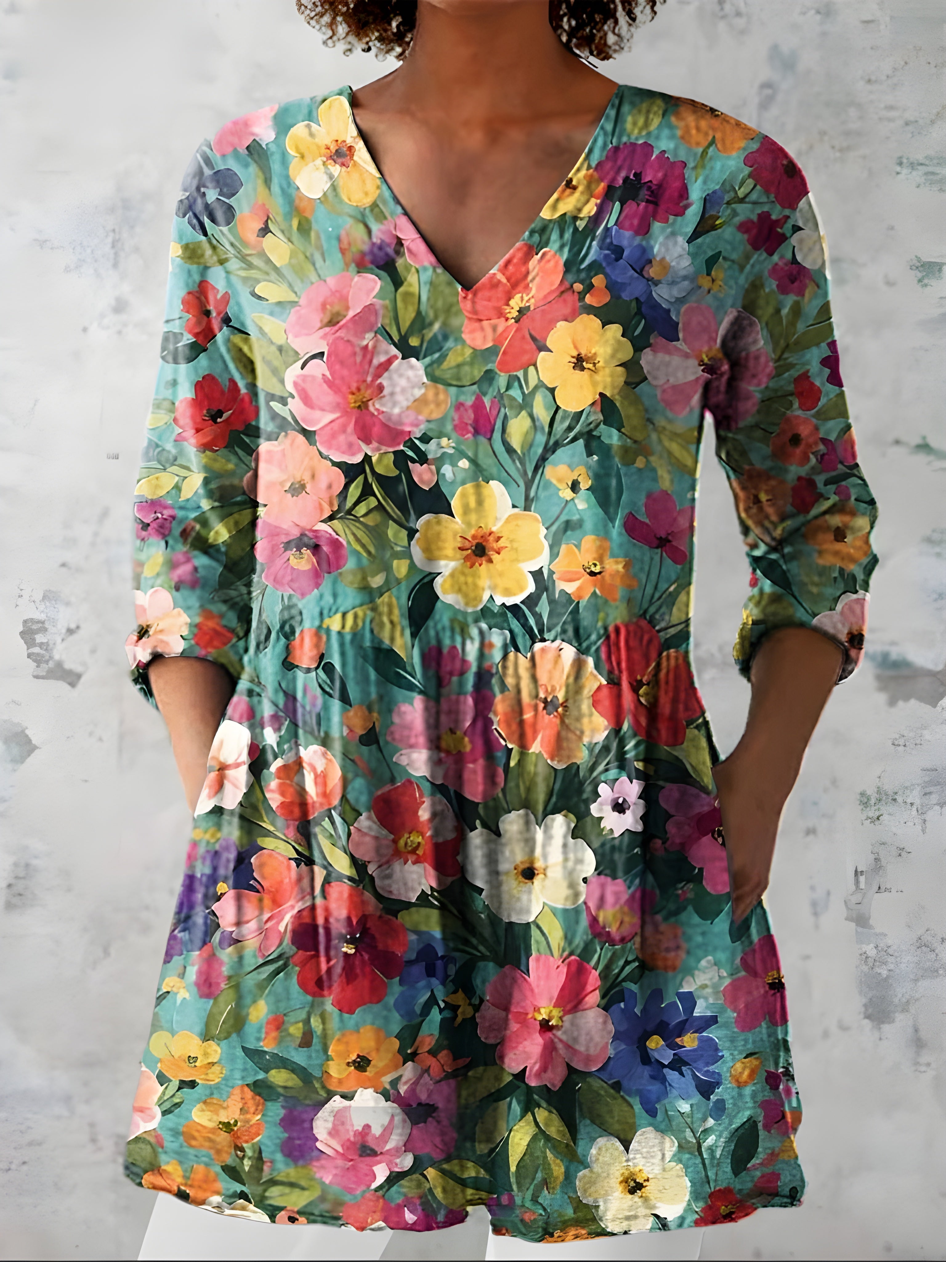 ANGEL | Long blouse with V-neck