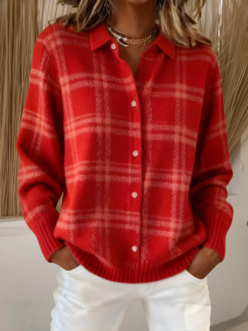 RAMONA | Cardigan with heritage plaid