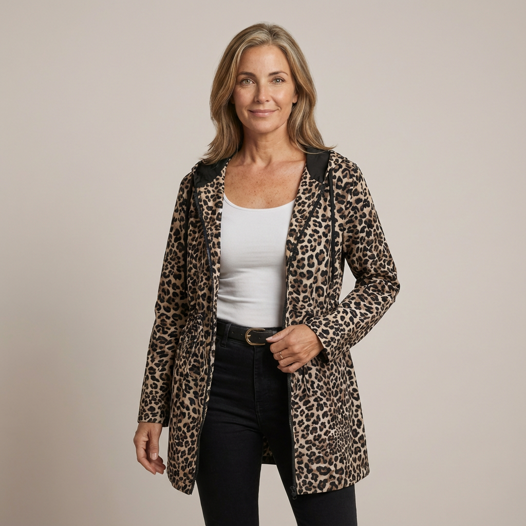 TIFFANY | Reversible hooded coat with leopard print