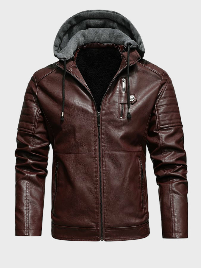 JASPER | Hooded jacket with faux leather detail