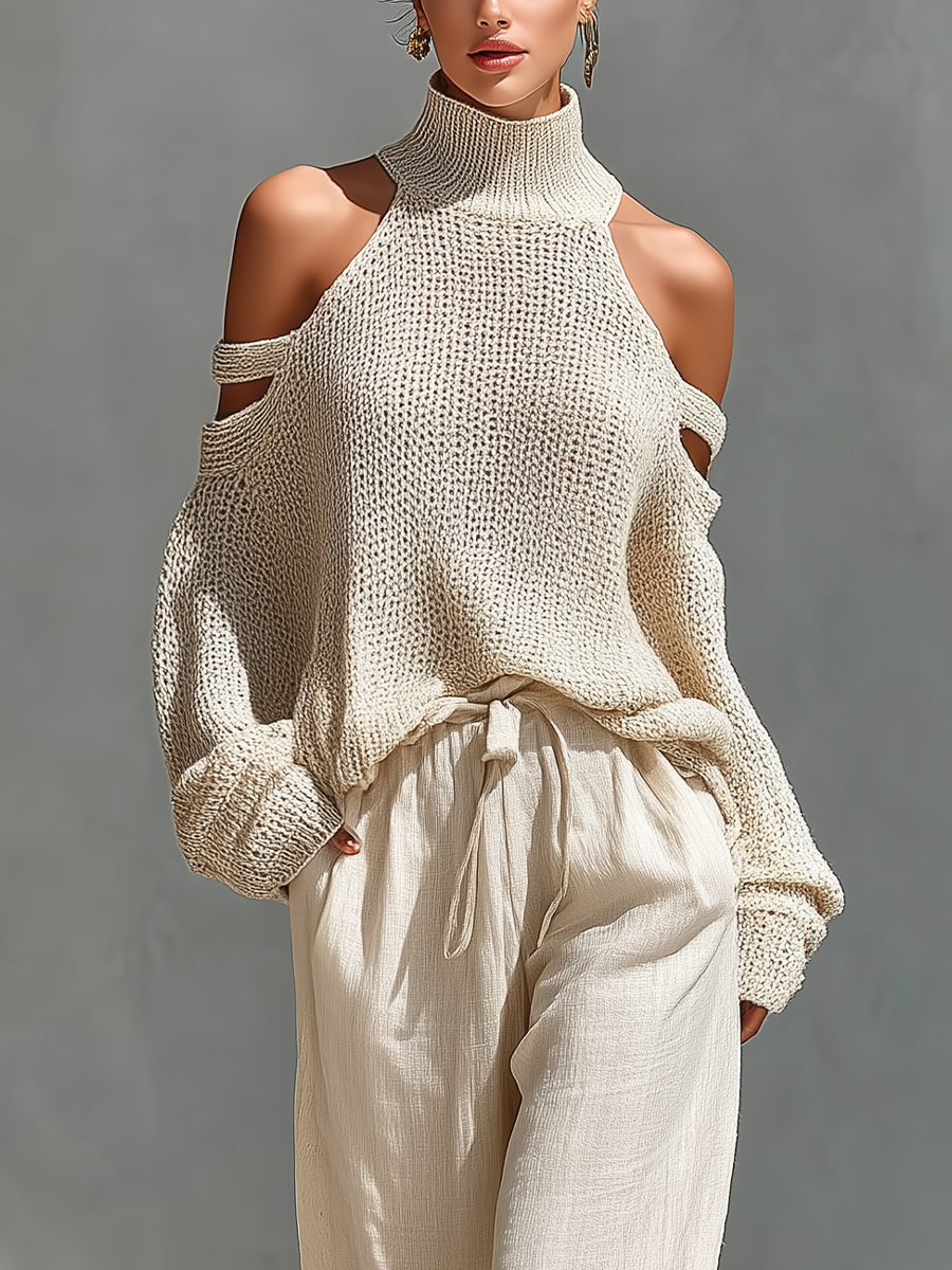 MARIA | Set with cold-shoulder top and wide-leg pants