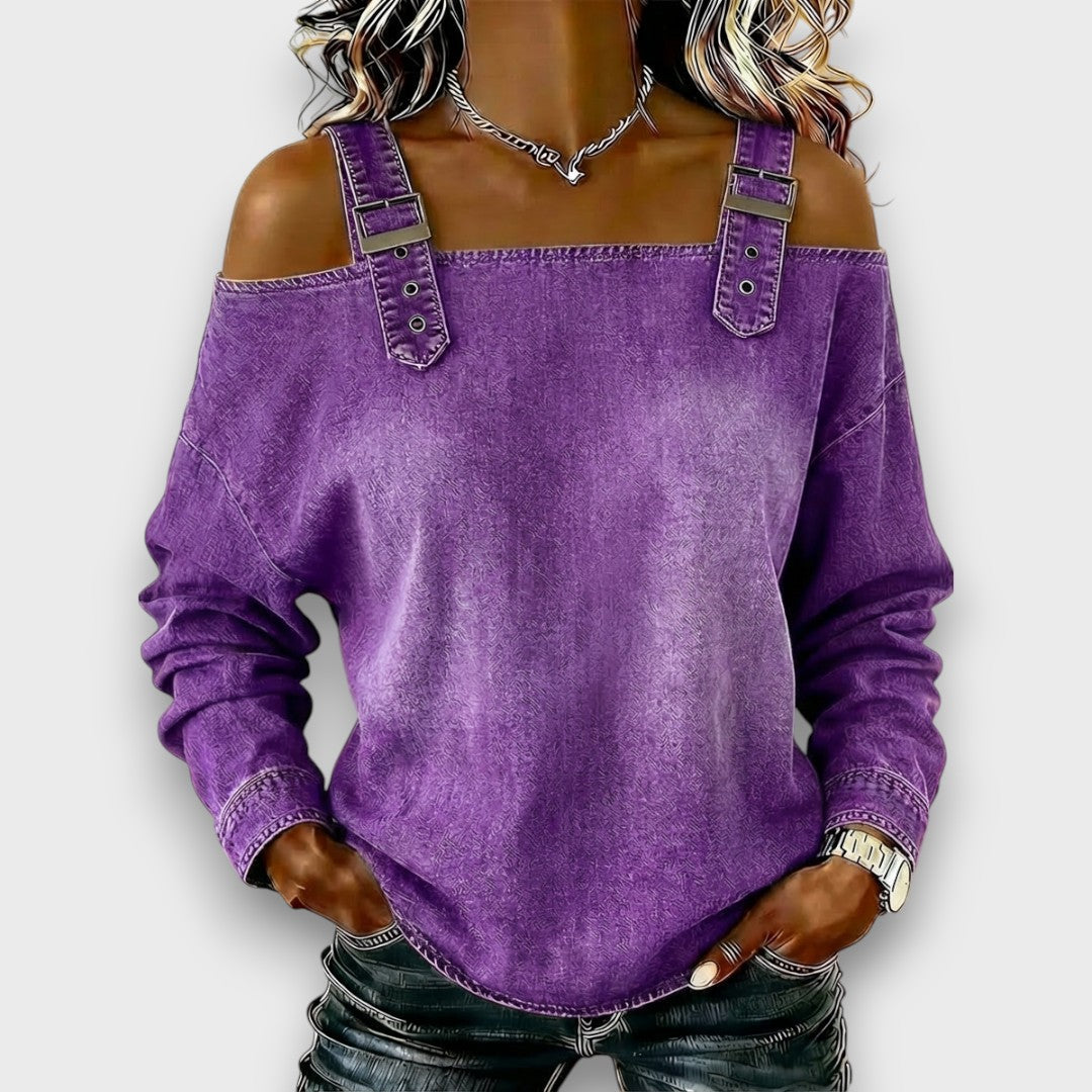 ELAMA | Off-shoulder top with denim look