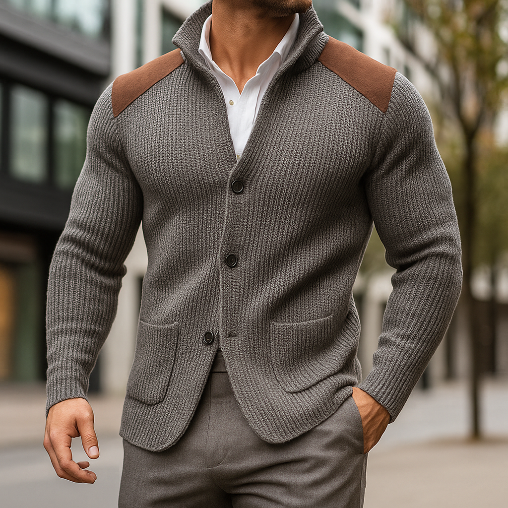 DIETER | Knit blazer with suede trim