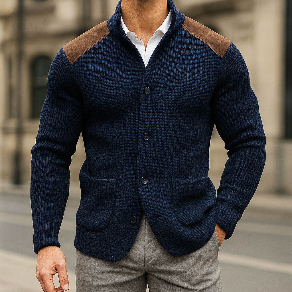 DIETER | Knit blazer with suede trim