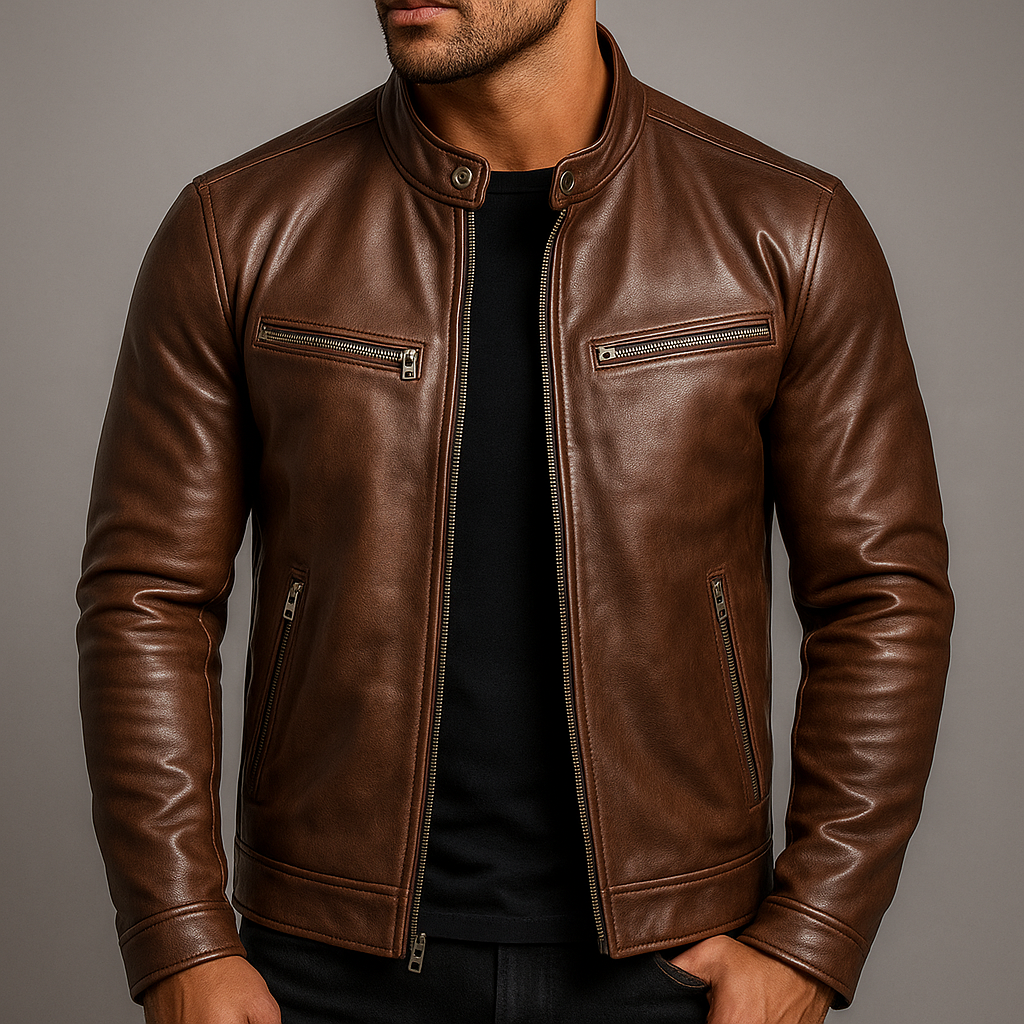 BLAKE | Leather jacket with vintage design