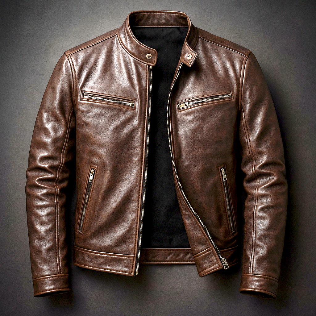 BLAKE | Leather jacket with vintage design