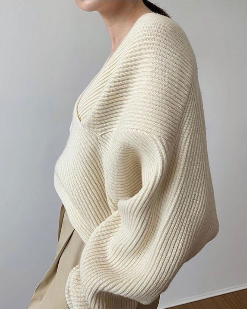 DIANA | Knit jumper with cross-over neckline