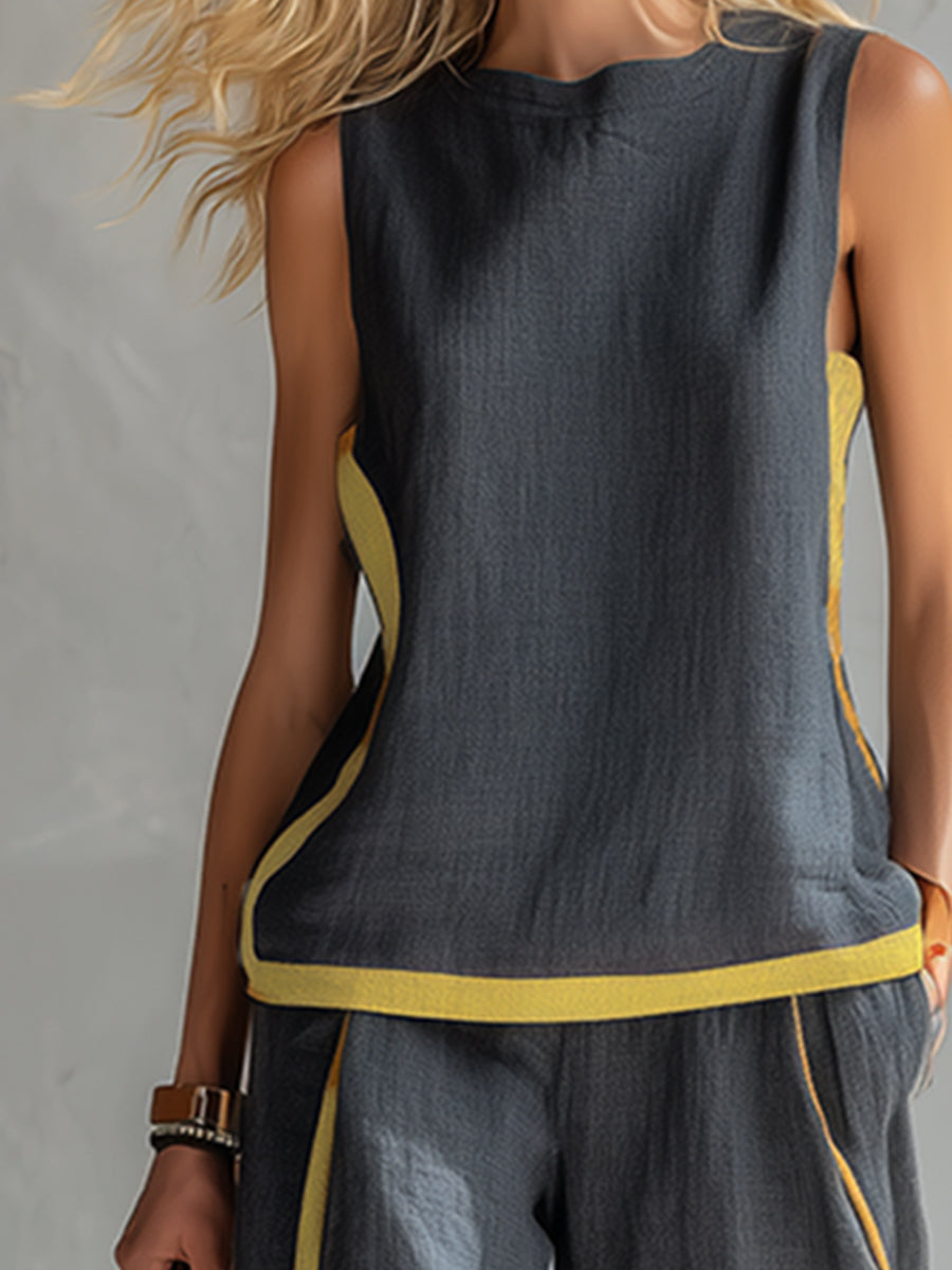 LESLIE | Linen set with wide-leg pants