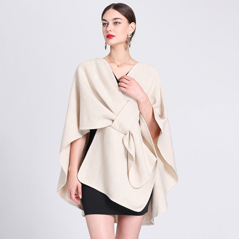 MARINA | Caped fleece shawl with open front