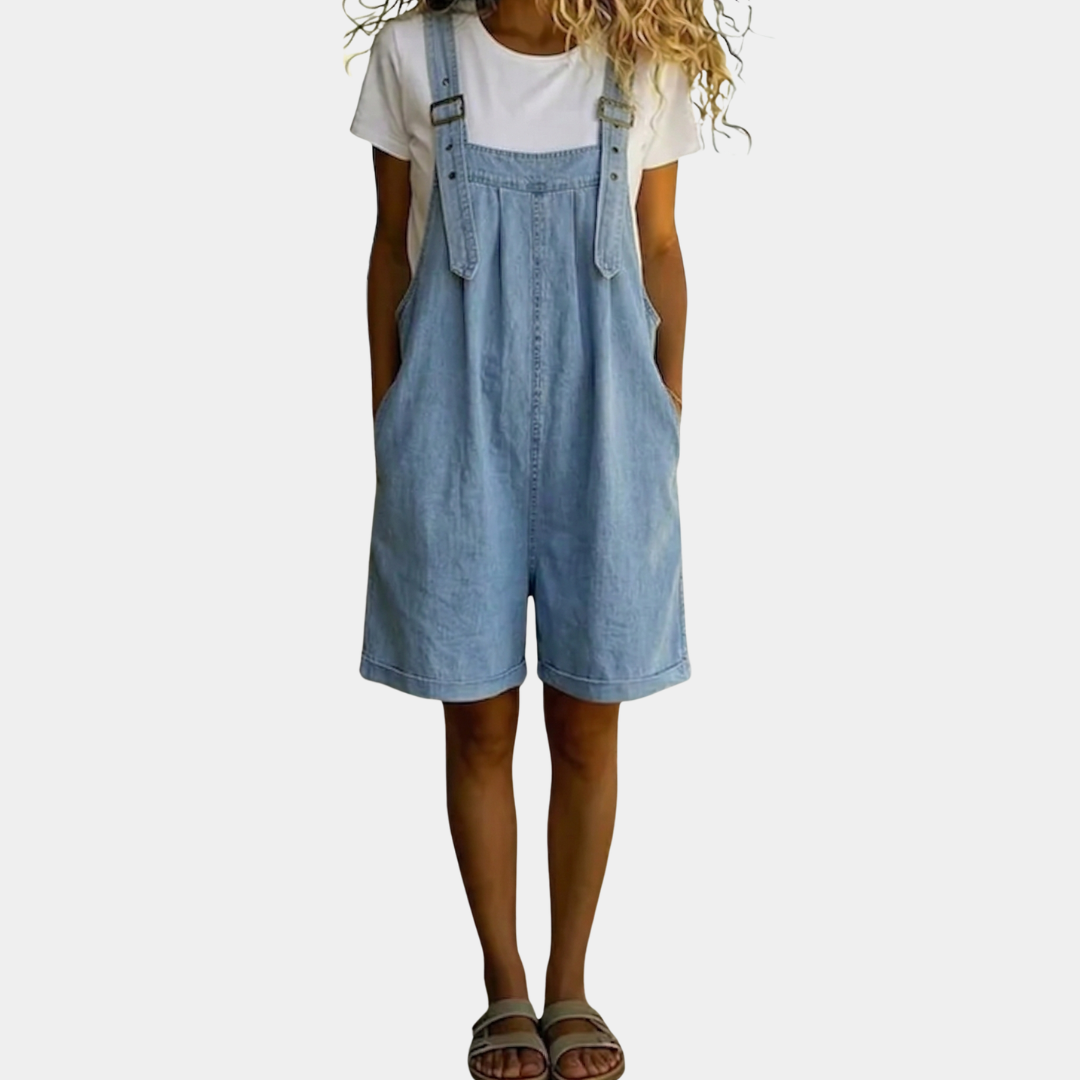 JUNE | Short denim overall with adjustable straps