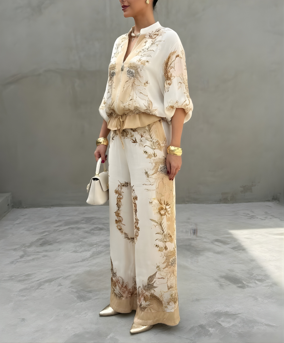 LEILA | Two-piece set with wide-leg trousers