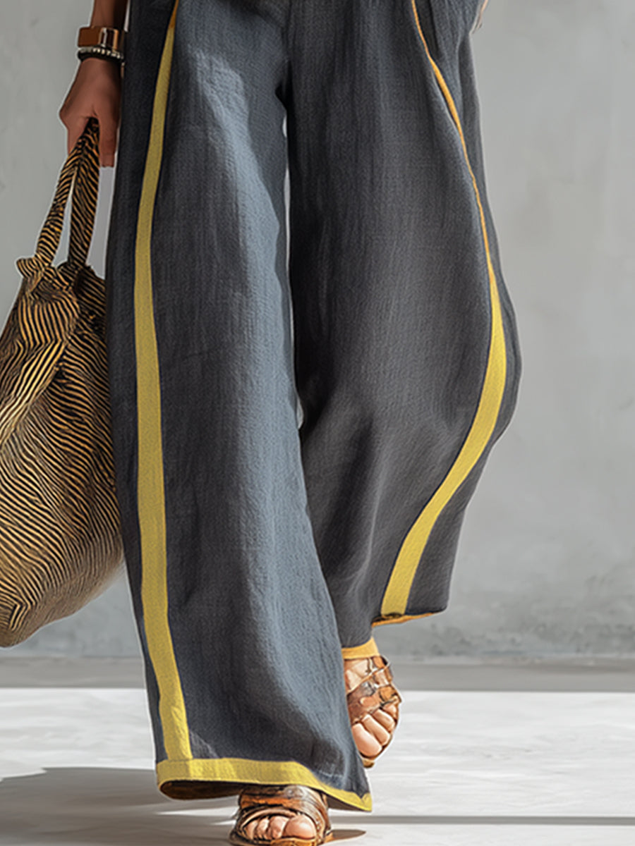 LESLIE | Linen set with wide-leg pants