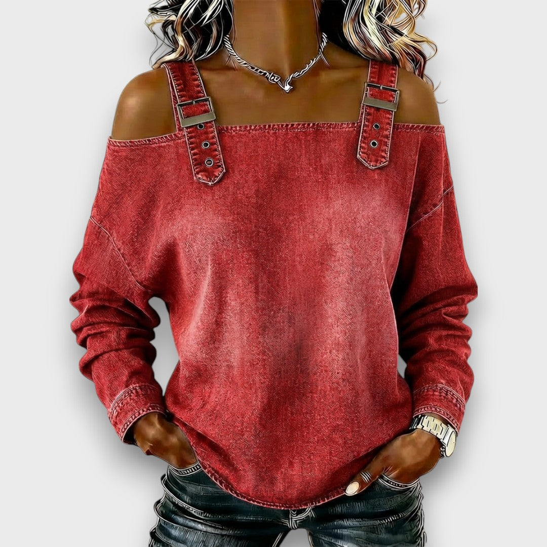 ELAMA | Off-shoulder top with denim look