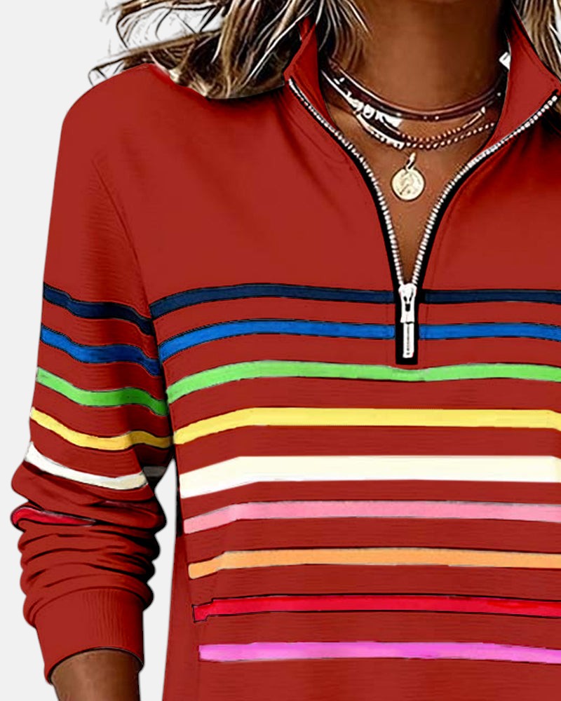 WREN | Zip sweatshirt with rainbow stripes