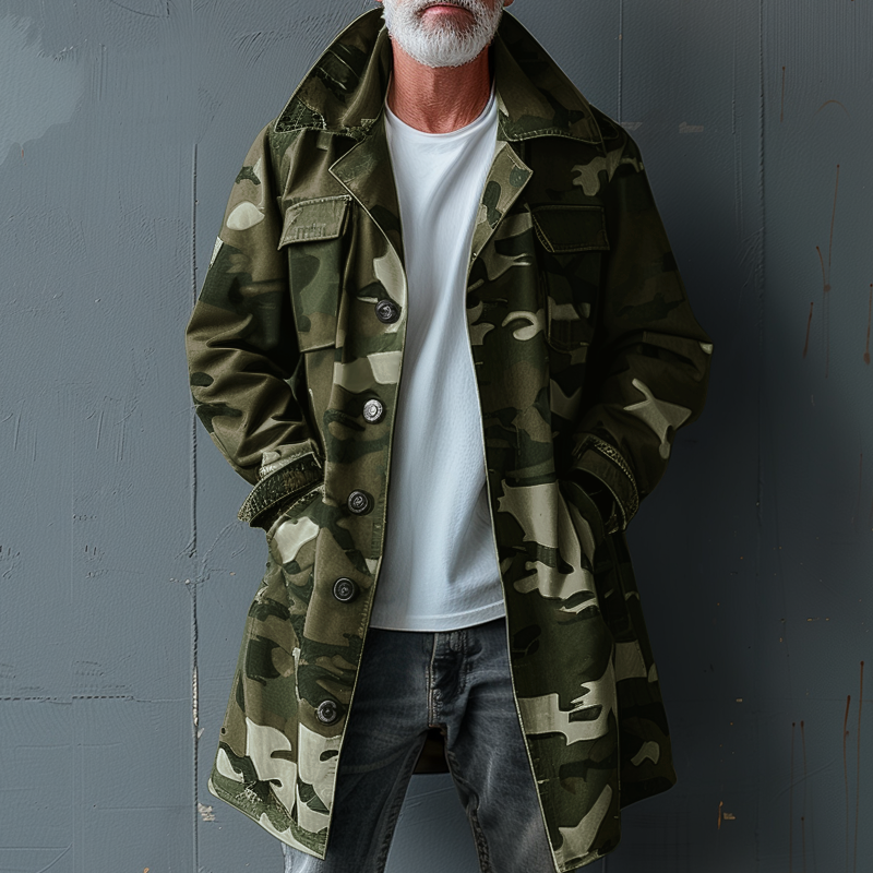 RONAN | Trench coat with camouflage print