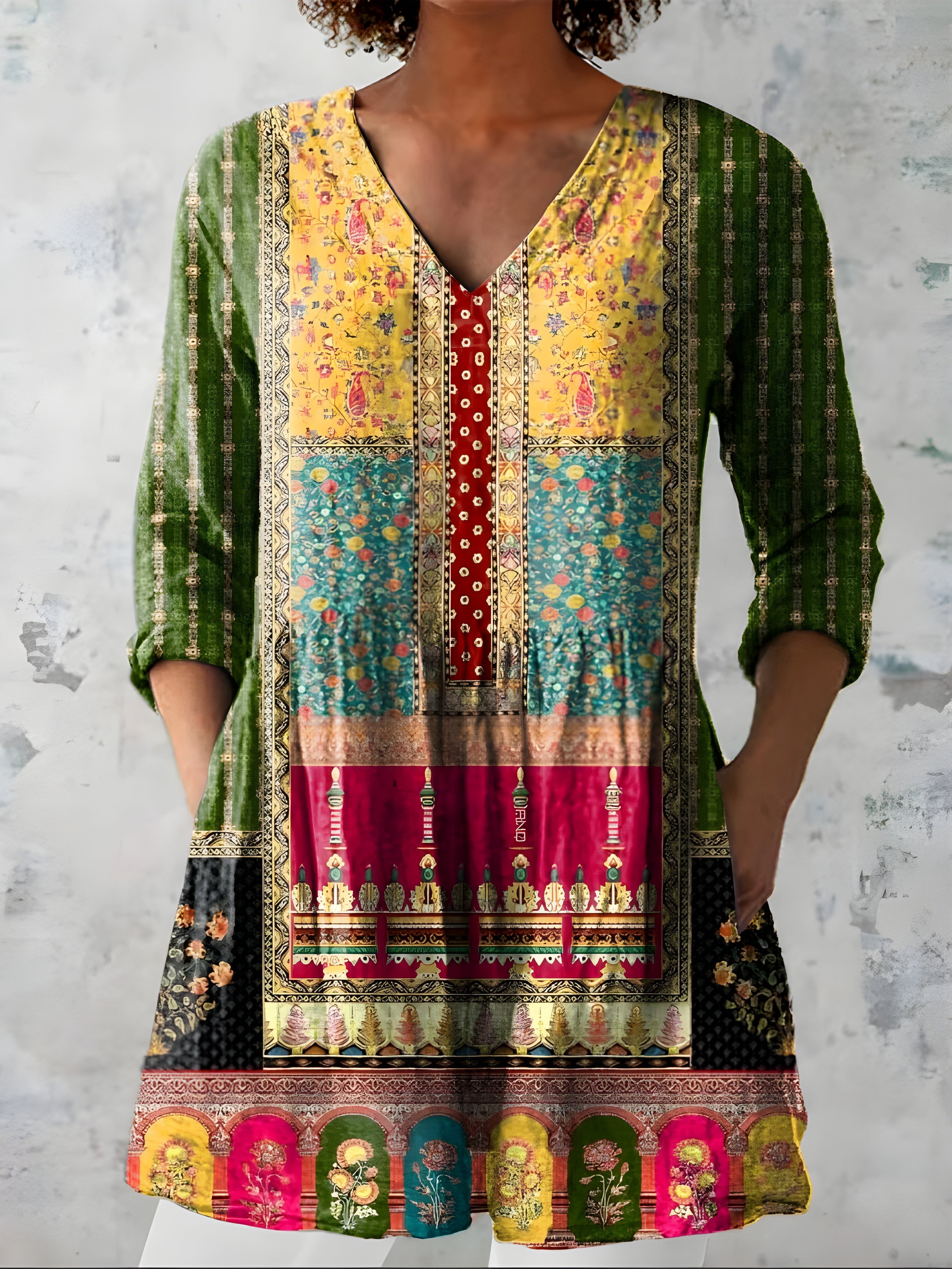 MELODY | Long blouse with V-neck