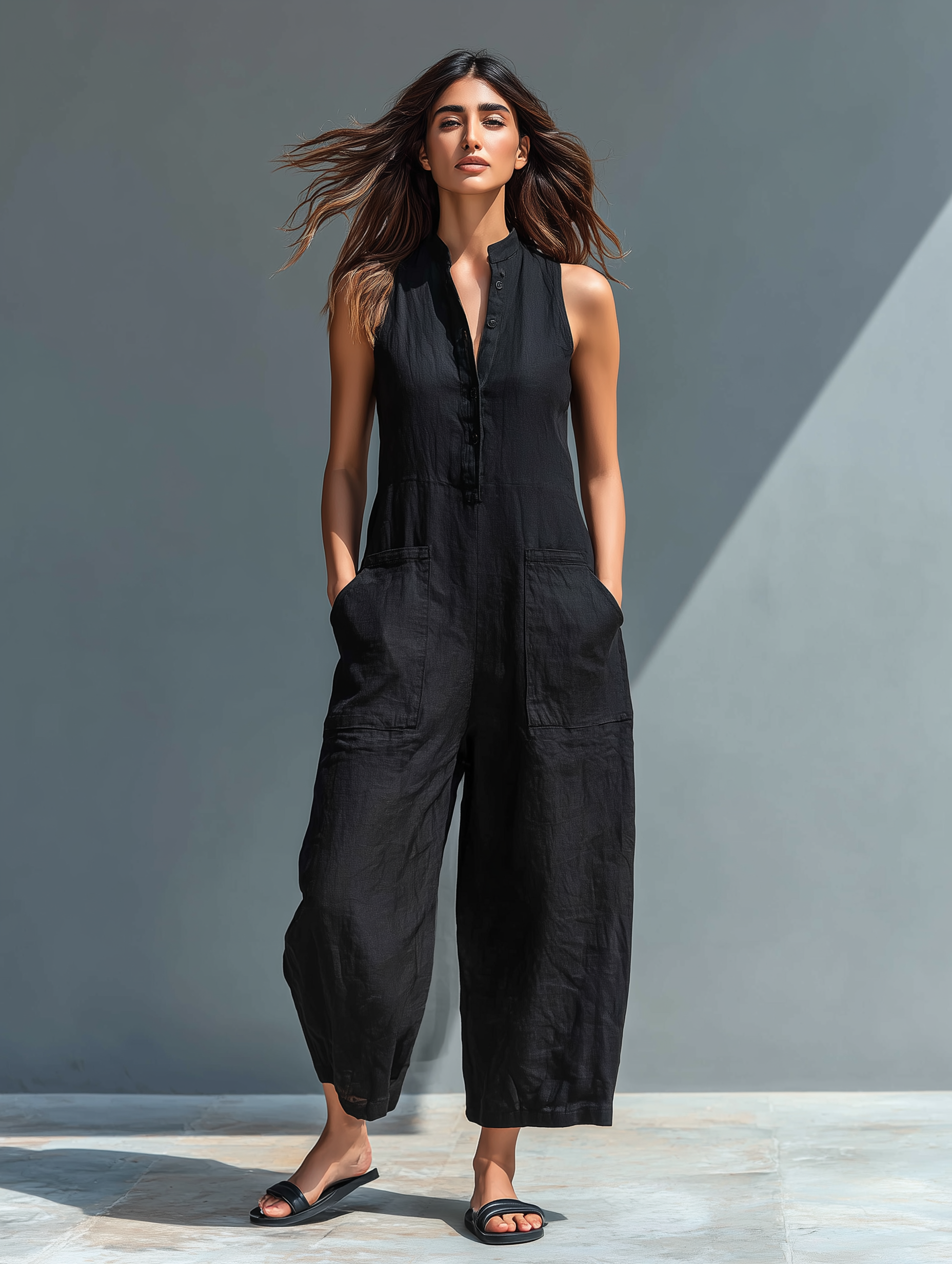 MORGAN | Sleeveless jumpsuit with high collar
