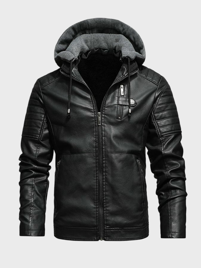 JASPER | Hooded jacket with faux leather detail