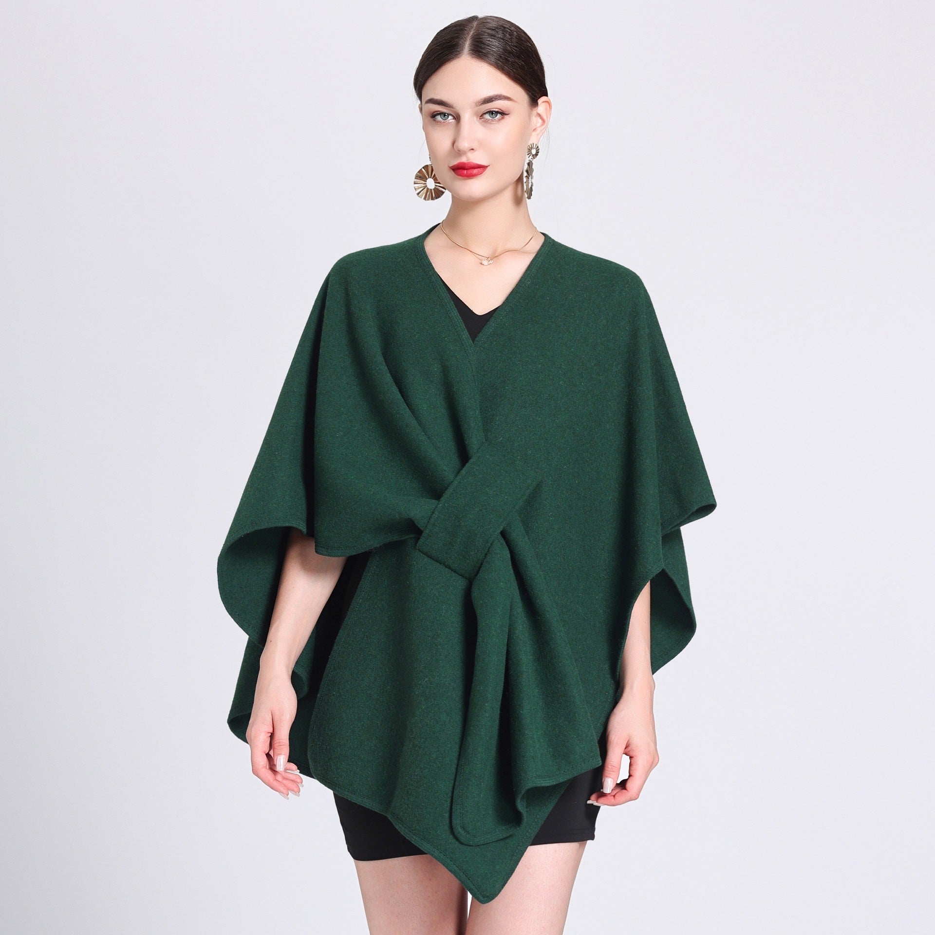 MARINA | Caped fleece shawl with open front