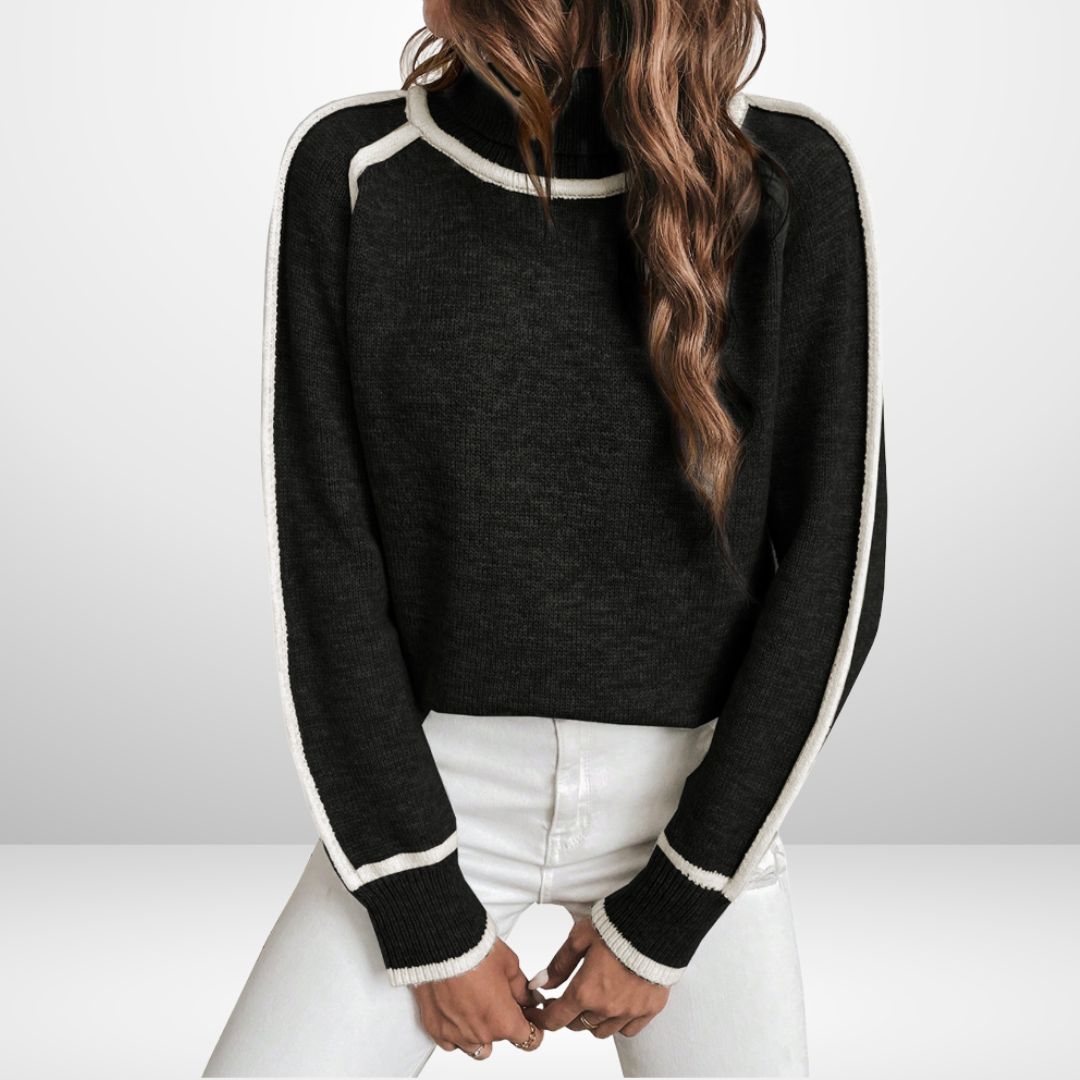 FREYA | Polo-neck jumper with ribbed finish