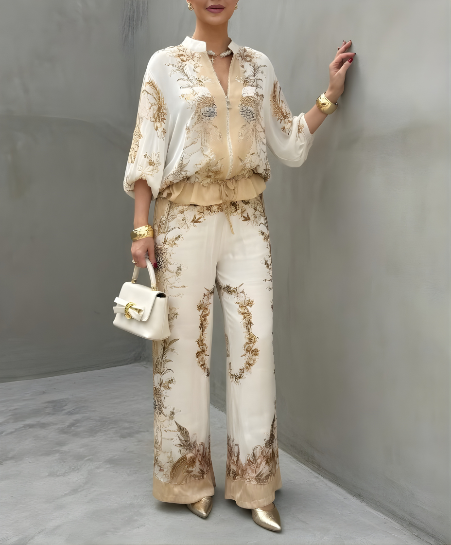 LEILA | Two-piece set with wide-leg trousers