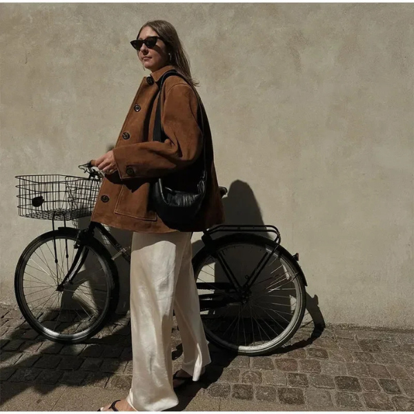 LALUNA | Suede coat with statement silhouette