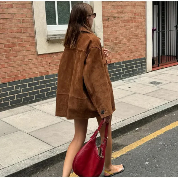 LALUNA | Suede coat with statement silhouette