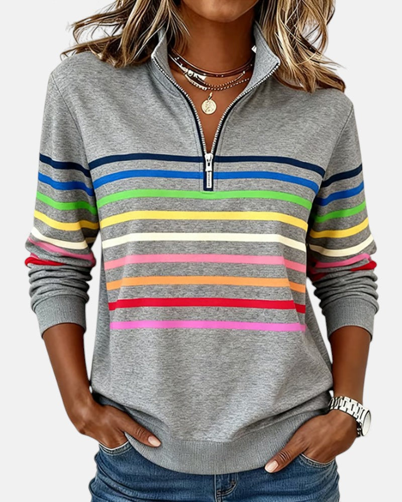 WREN | Zip sweatshirt with rainbow stripes