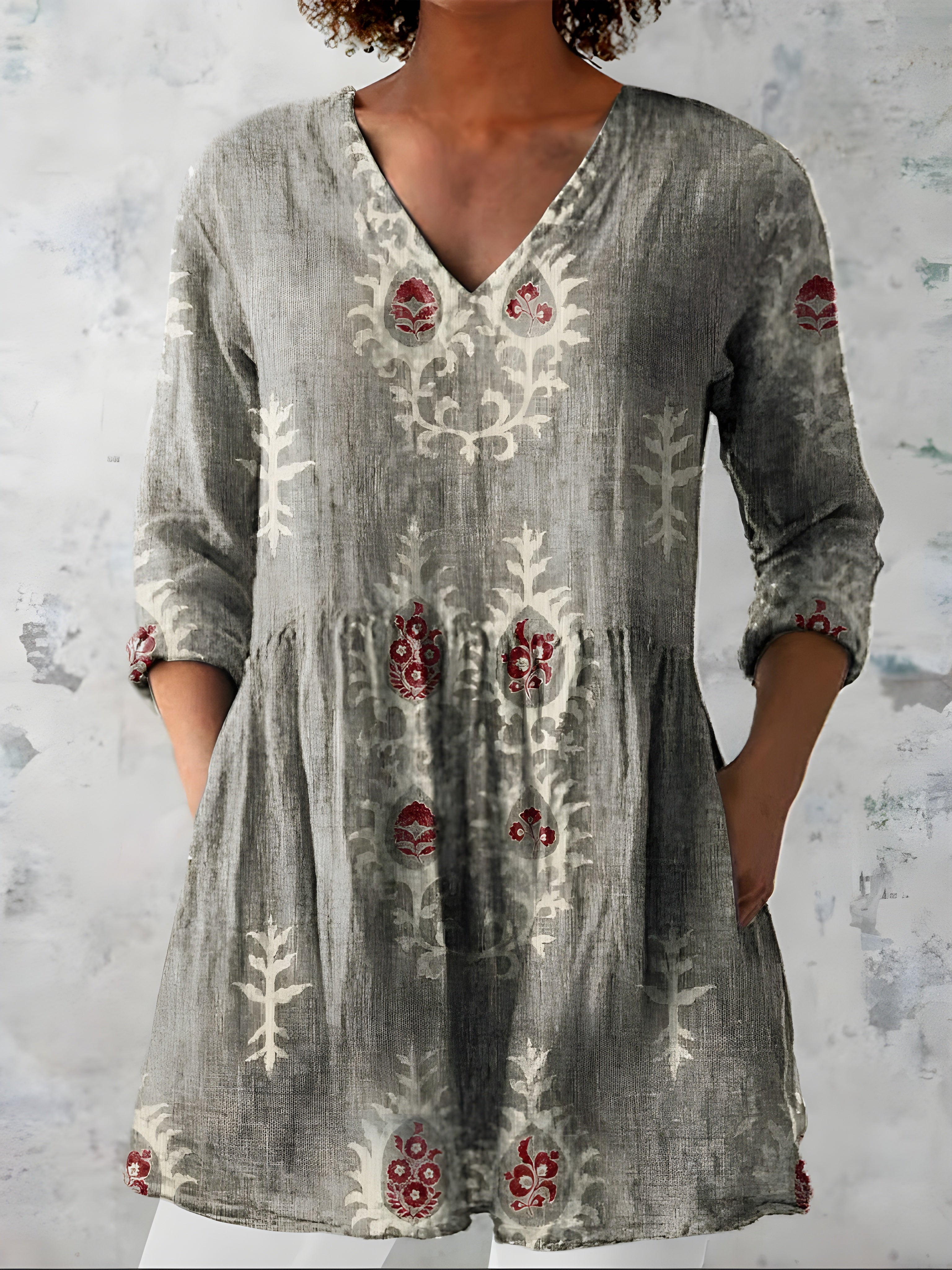 EVERLY | Long blouse with V-neck