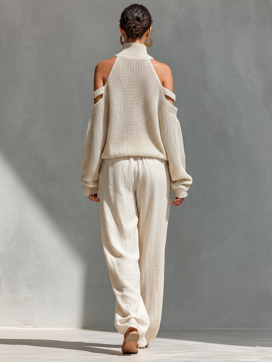 MARIA | Set with cold-shoulder top and wide-leg pants