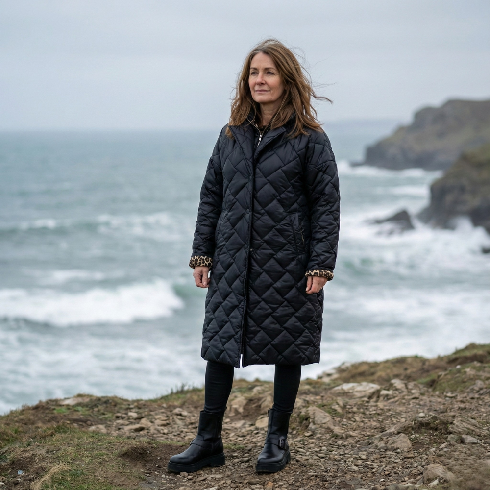 BRIAR | Long coat with diamond quilting