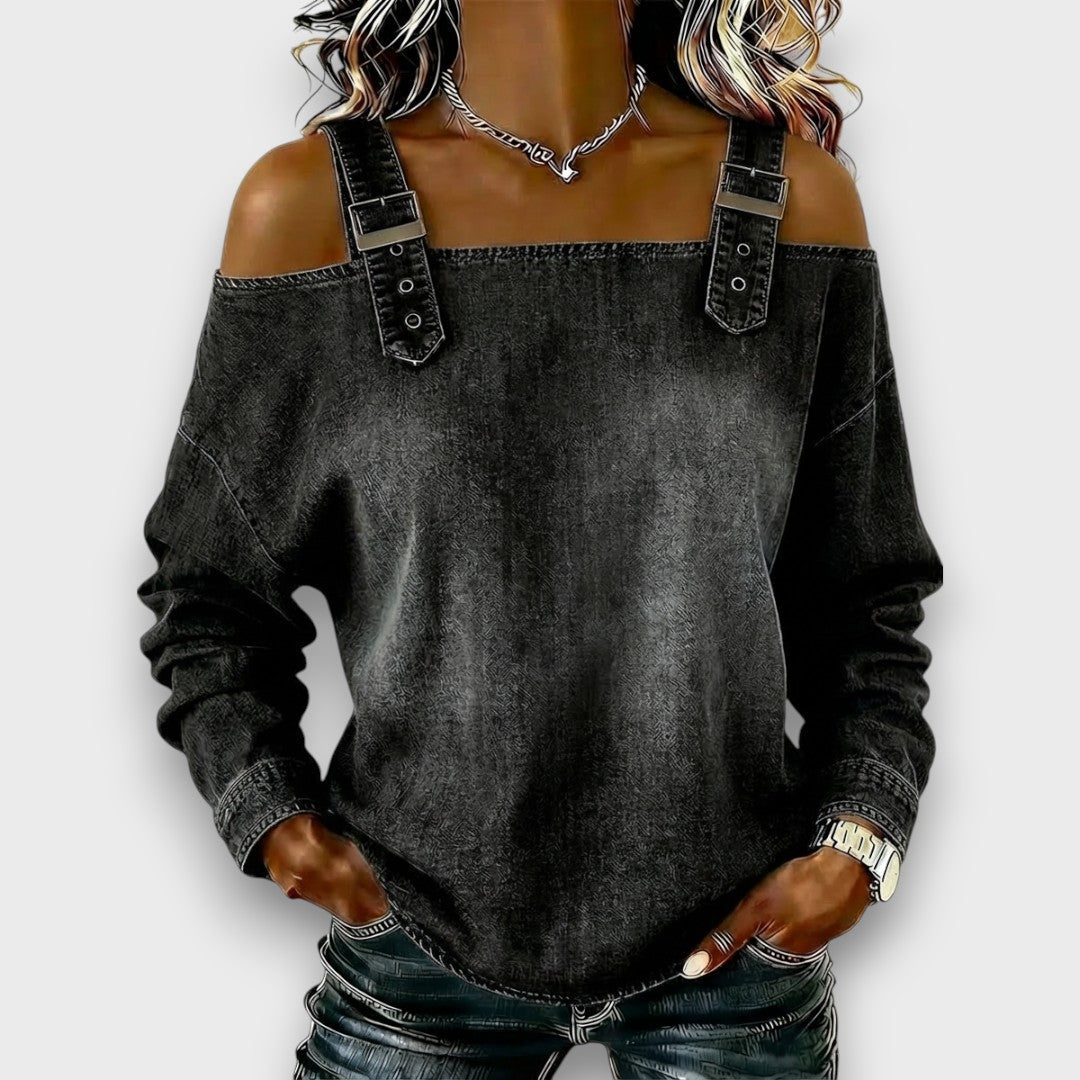 ELAMA | Off-shoulder top with denim look