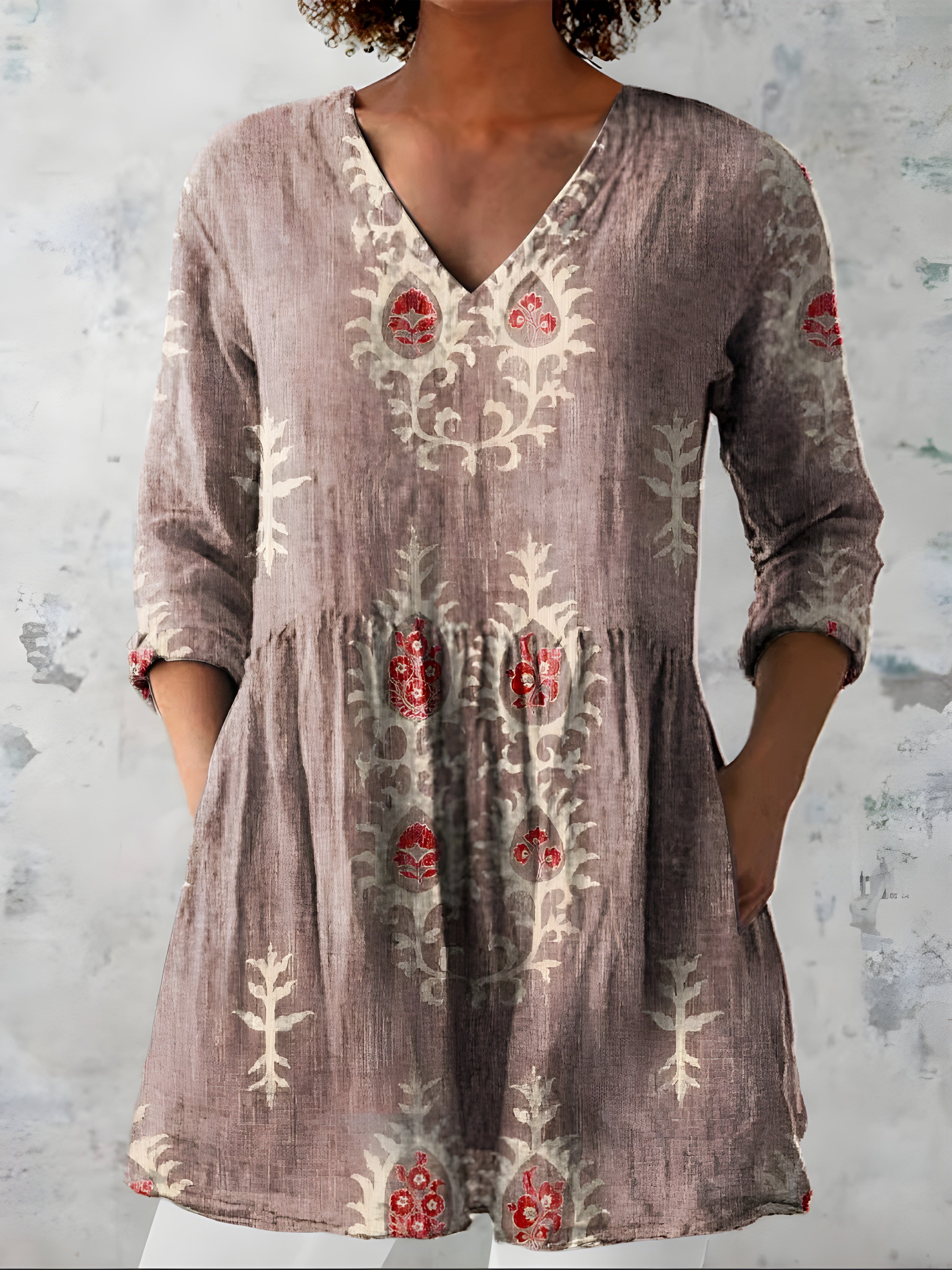 EVERLY | Long blouse with V-neck