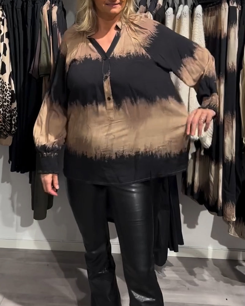 JAMIE | Blouse with colourblock V-neck