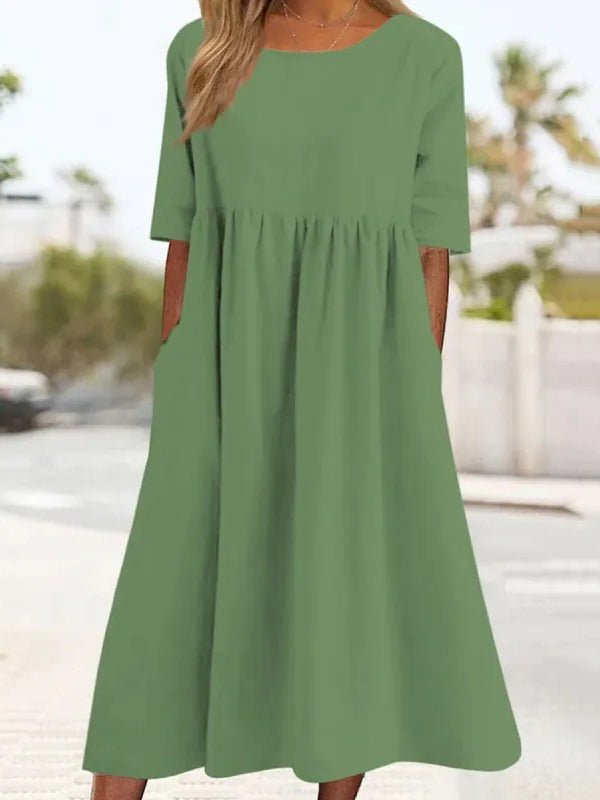 LORENA | Rochie midi plisată cu buzunare - Liora București