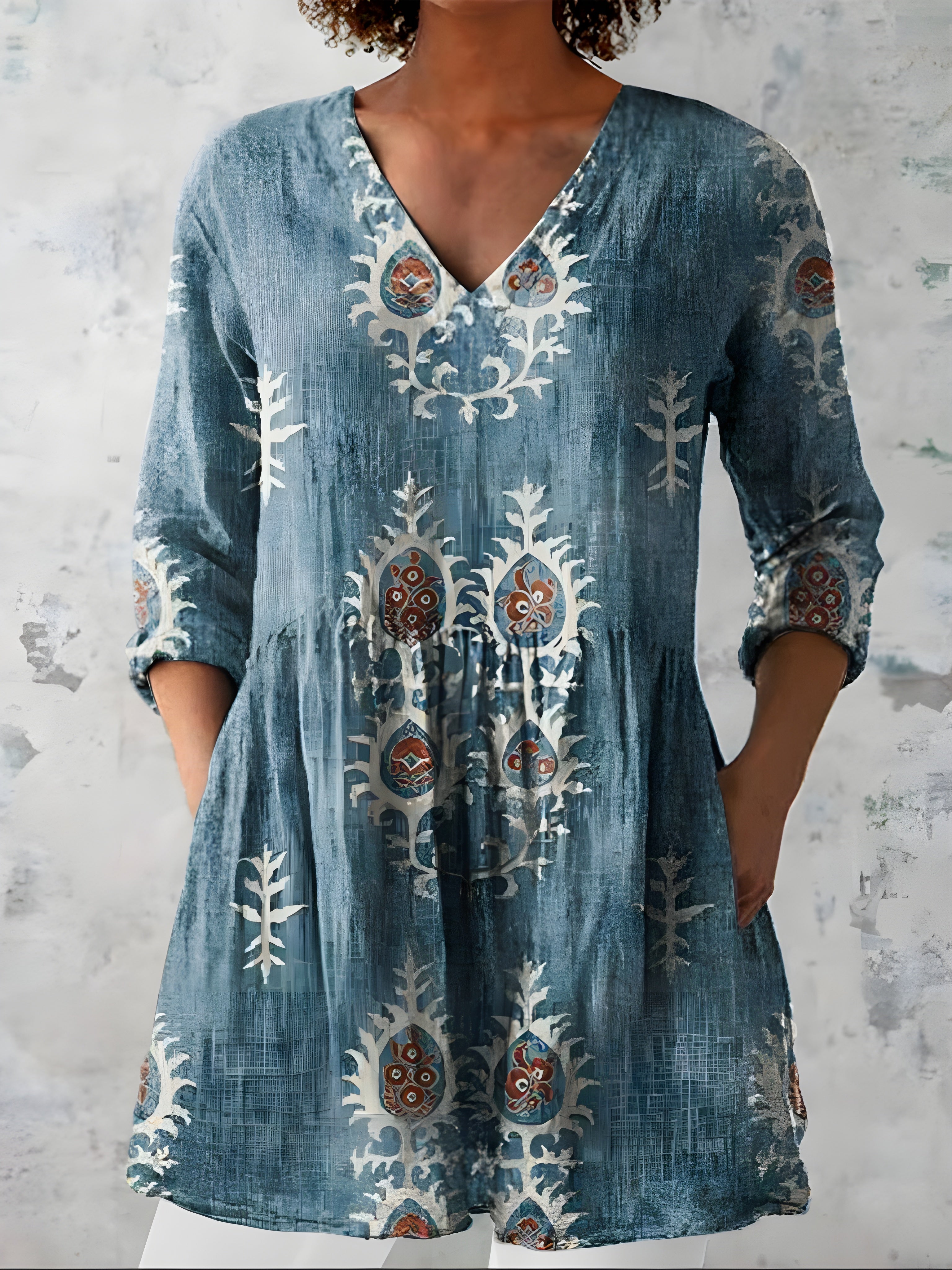 EVERLY | Long blouse with V-neck