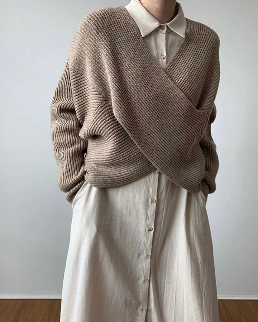 DIANA | Knit jumper with cross-over neckline