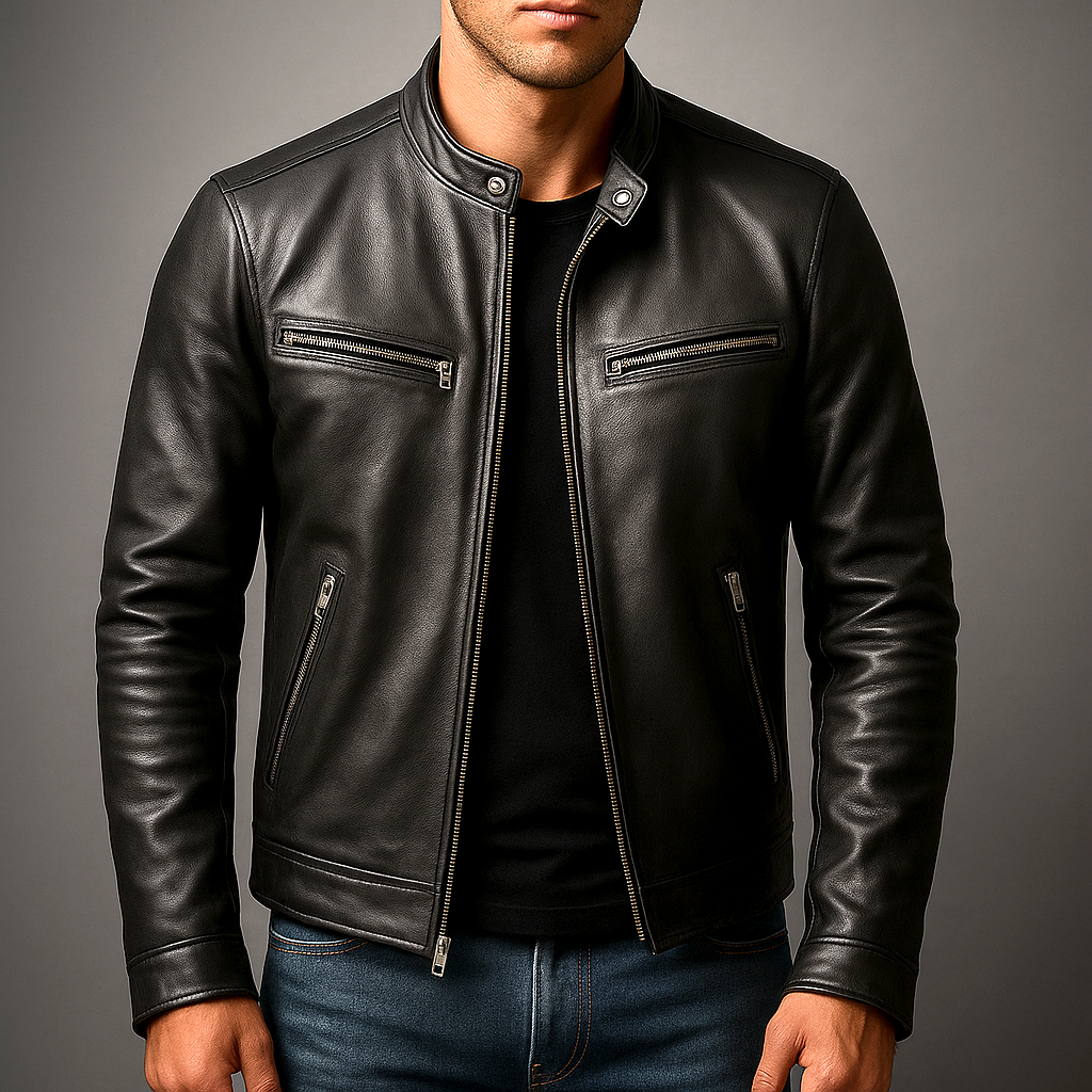 BLAKE | Leather jacket with vintage design