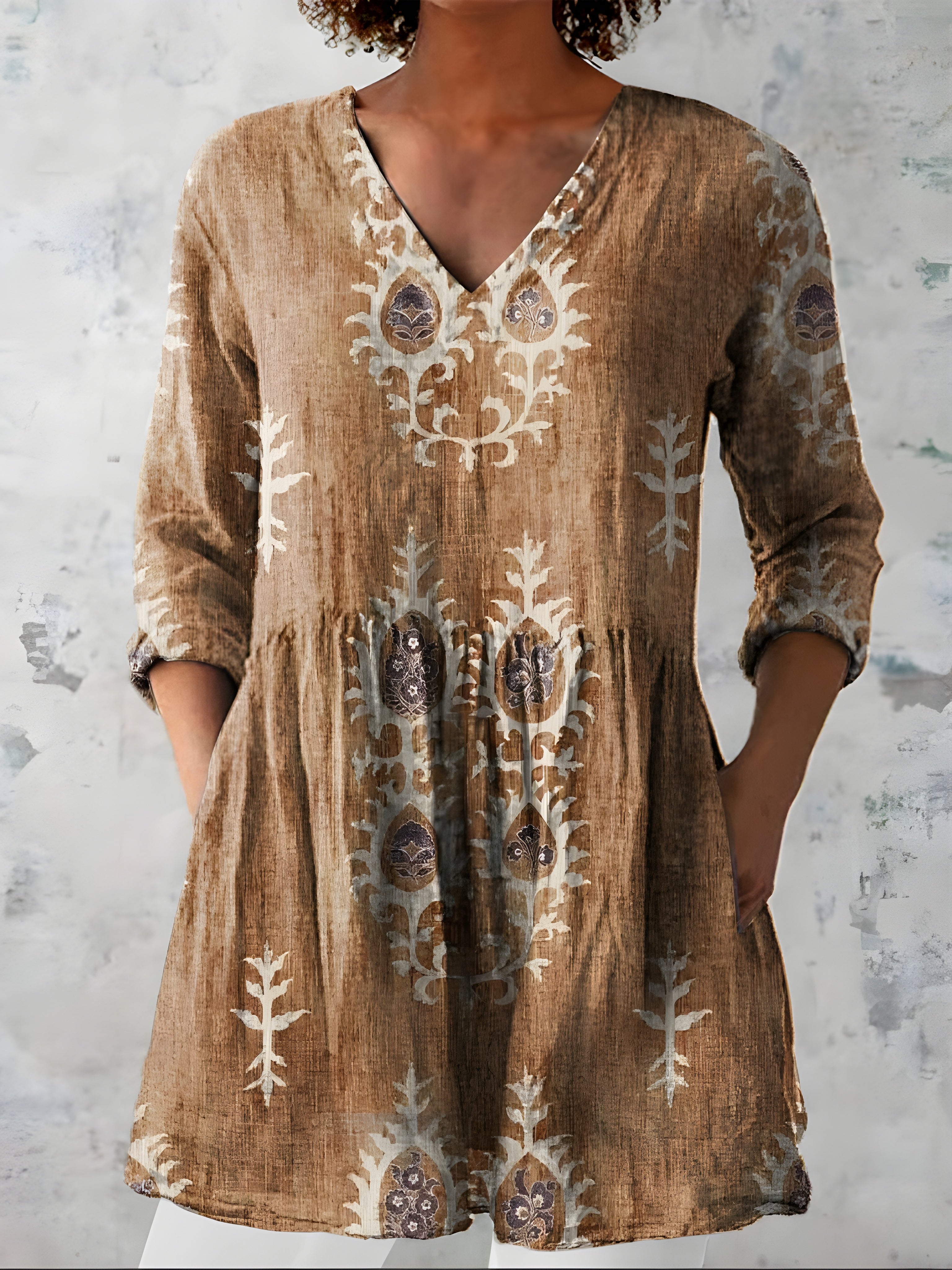 EVERLY | Long blouse with V-neck