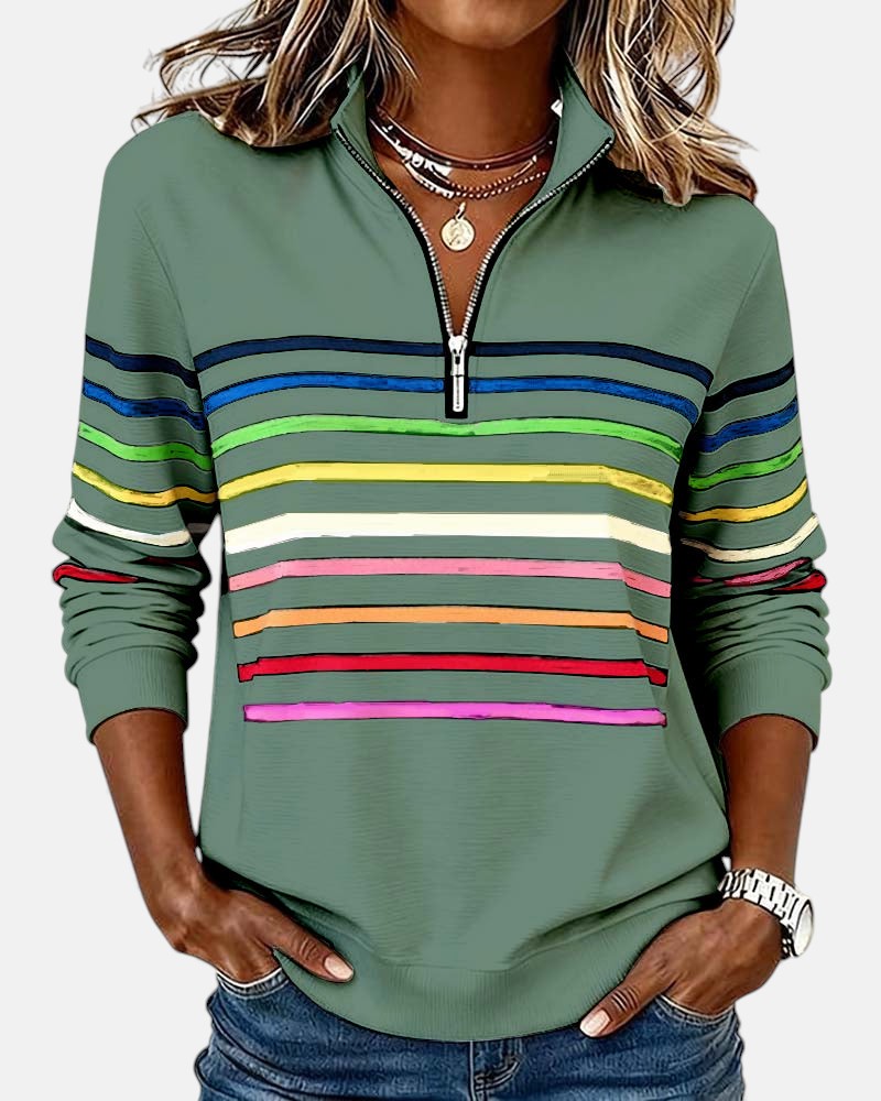 WREN | Zip sweatshirt with rainbow stripes