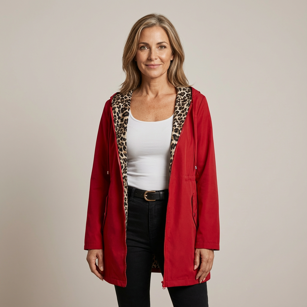 TIFFANY | Reversible hooded coat with leopard print