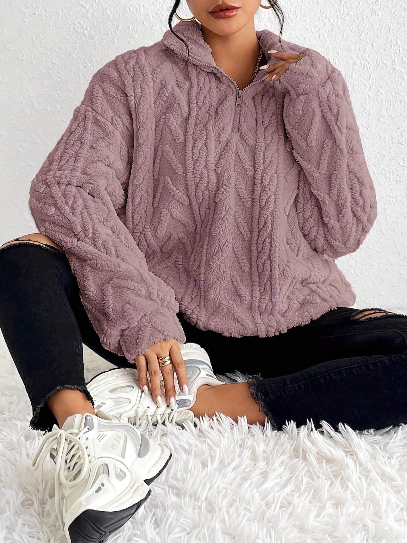 ALEXIS | Fleece jumper with relaxed fit