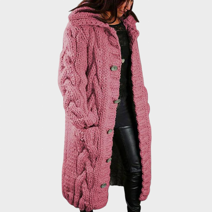 KARINA | Longline coat with cable knit