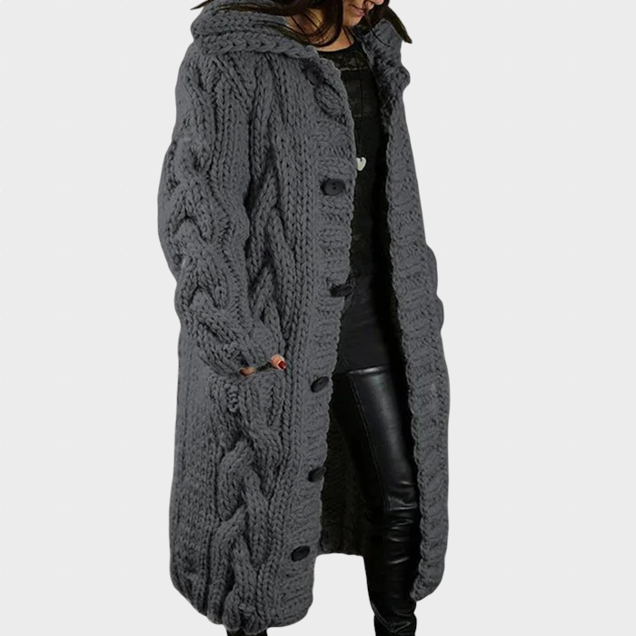 KARINA | Longline coat with cable knit