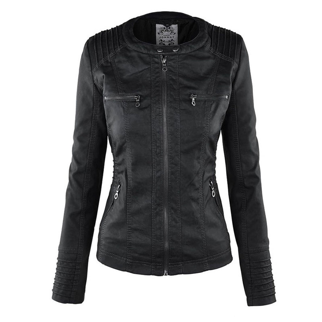 ISLA | Leather jacket with detachable hood